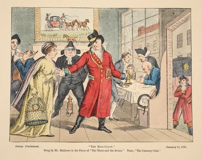 The Mail-Coach, Sung by Mr Mathews in the Farce of The Three and the Deuce. Tune, The Country Club by George Cruikshank